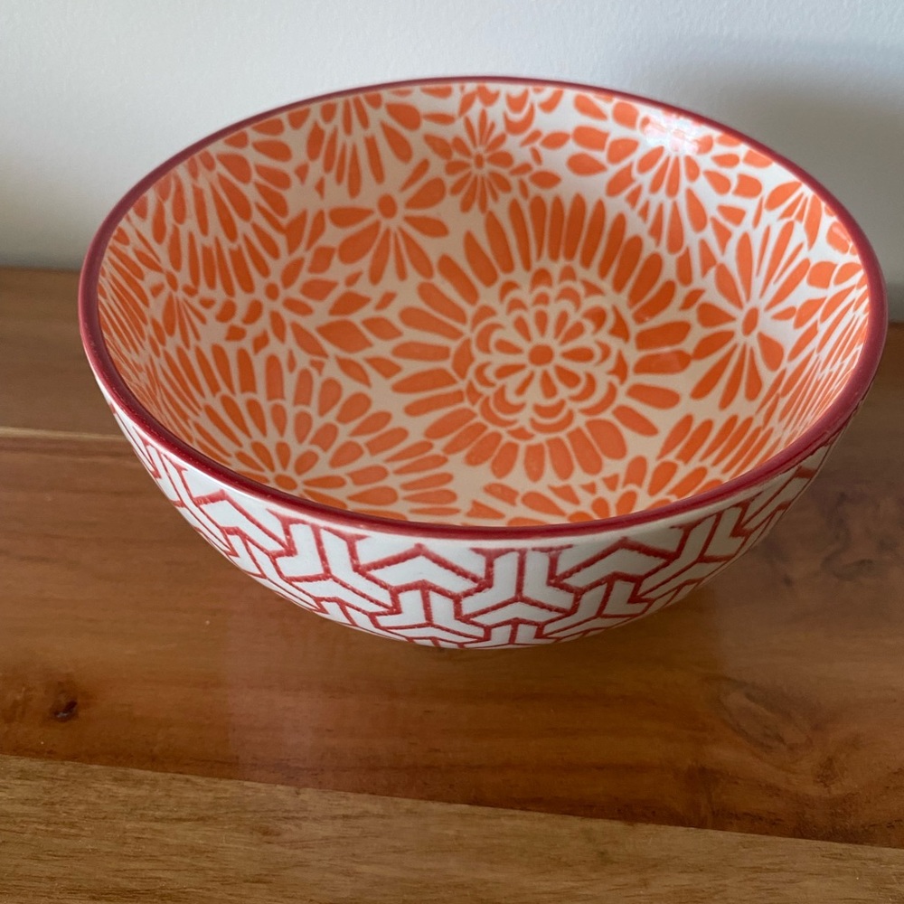 Signature Orange Floral Patterned Bowl